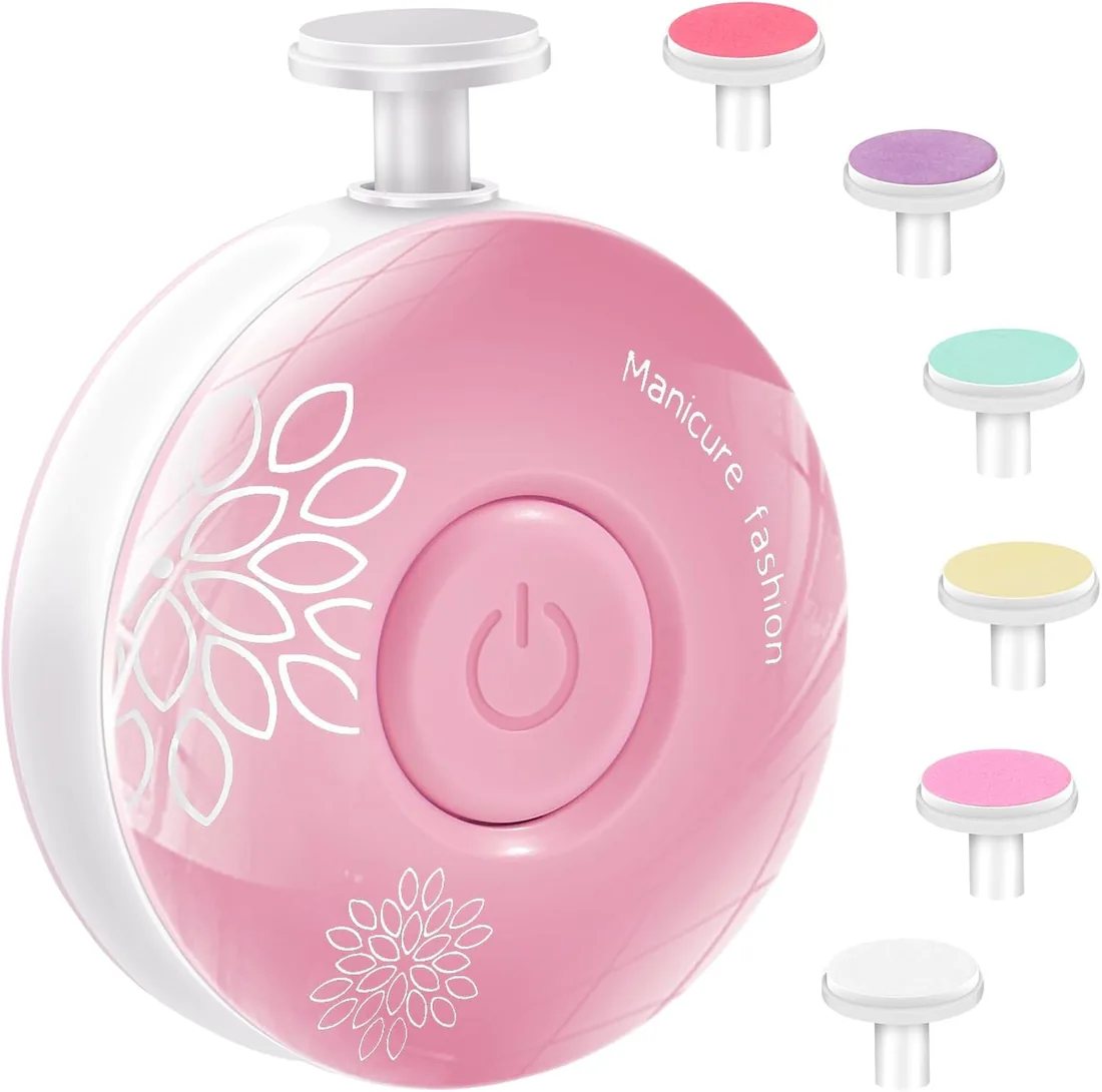 Blendura Lima Electrica Uñas Bebe, Cortauñas Recien Nacido | 6 en 1 con cabezales intercambiables, para recién nacidos, niños y adultos, silenciosa, compacta y portátil