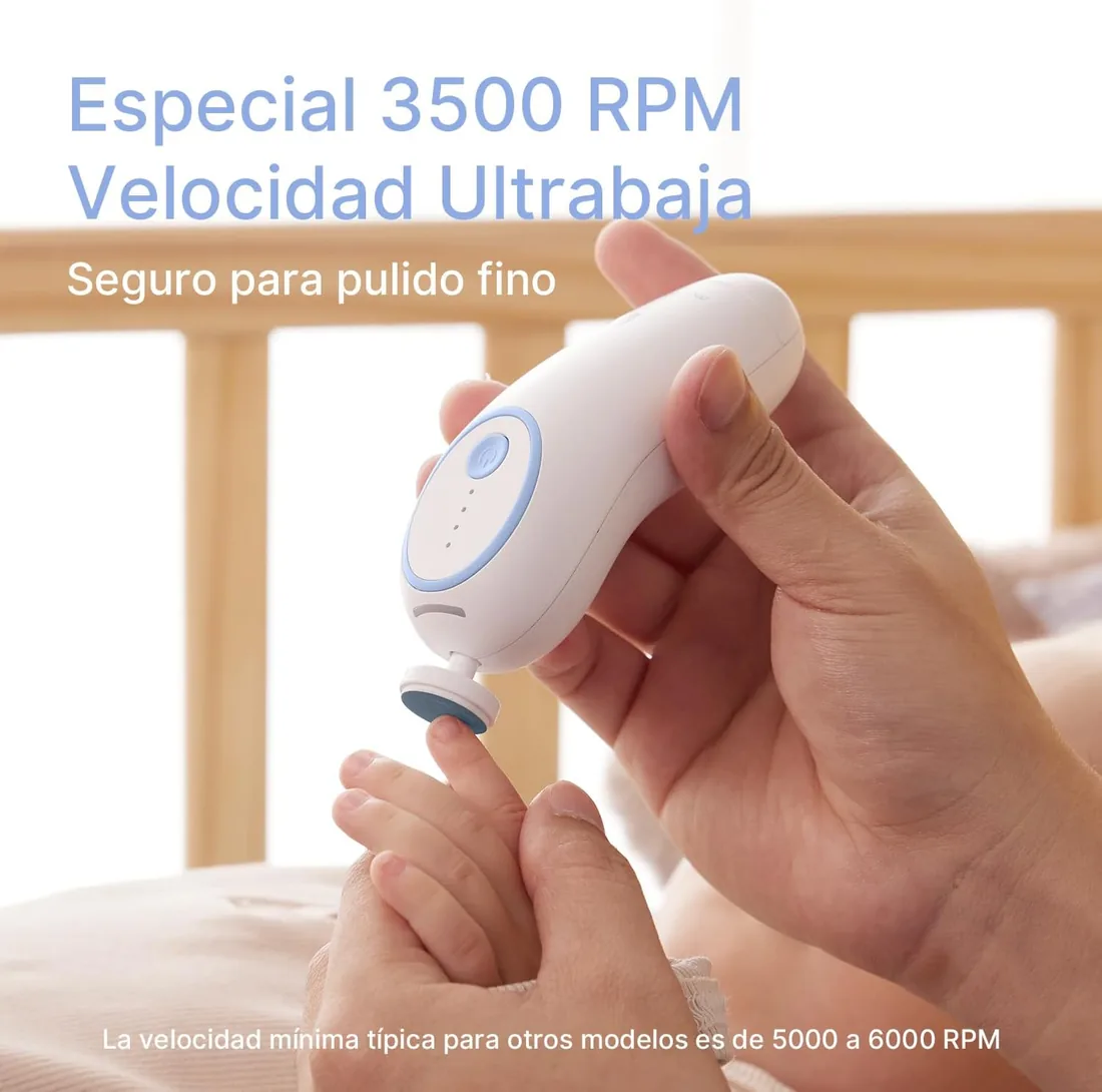 Momcozy Lima de Uñas Eléctrica para Bebés Suave Recargable, con 7 Cabezales | Cortauñas eléctrico para bebés con luz suave, 4 velocidades de pulido, funcionamiento silencioso, adecuado para adultos foto 3