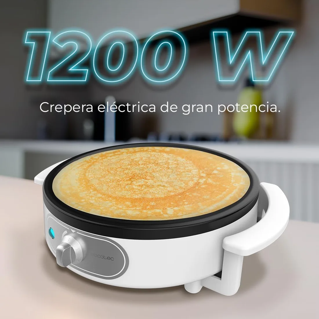 Cecotec Crepera Eléctrica Fun Creepy. Potencia 1200W, Revestimiento Antiadherente, Rodillo espaciador y Espátula, Potencia regulable, Indicador Luminoso, 30,5cm Diámetro foto 2