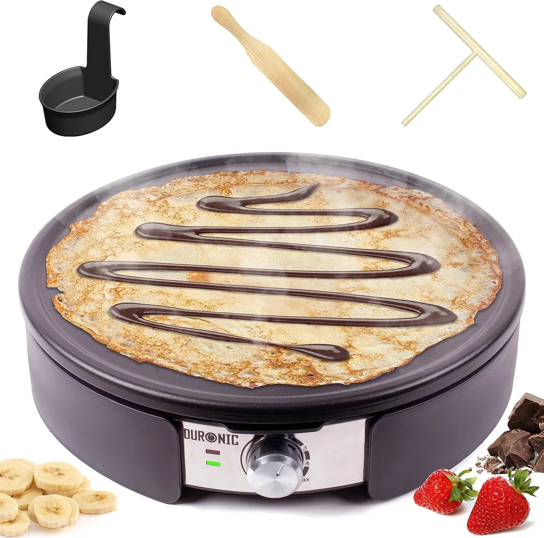 Duronic PM152 Crepera Eléctrica 1500 W de 37 cm, Placa Extraíble | Temperatura Regulable, Incluye Accesorio para Esparcir, Cucharón y Espátula, para Crepes, Pancakes y Tortitas foto 3