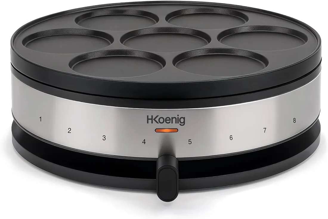 H.Koenig Crepera eléctrica KREP56, Crepera 2 en 1, Planchas reversibles, Crepe Party, Crepes y Mini crepes, Termostato regulable 230°, Planchas antiadherentes 33 cm y 10cm, 1500W foto 3