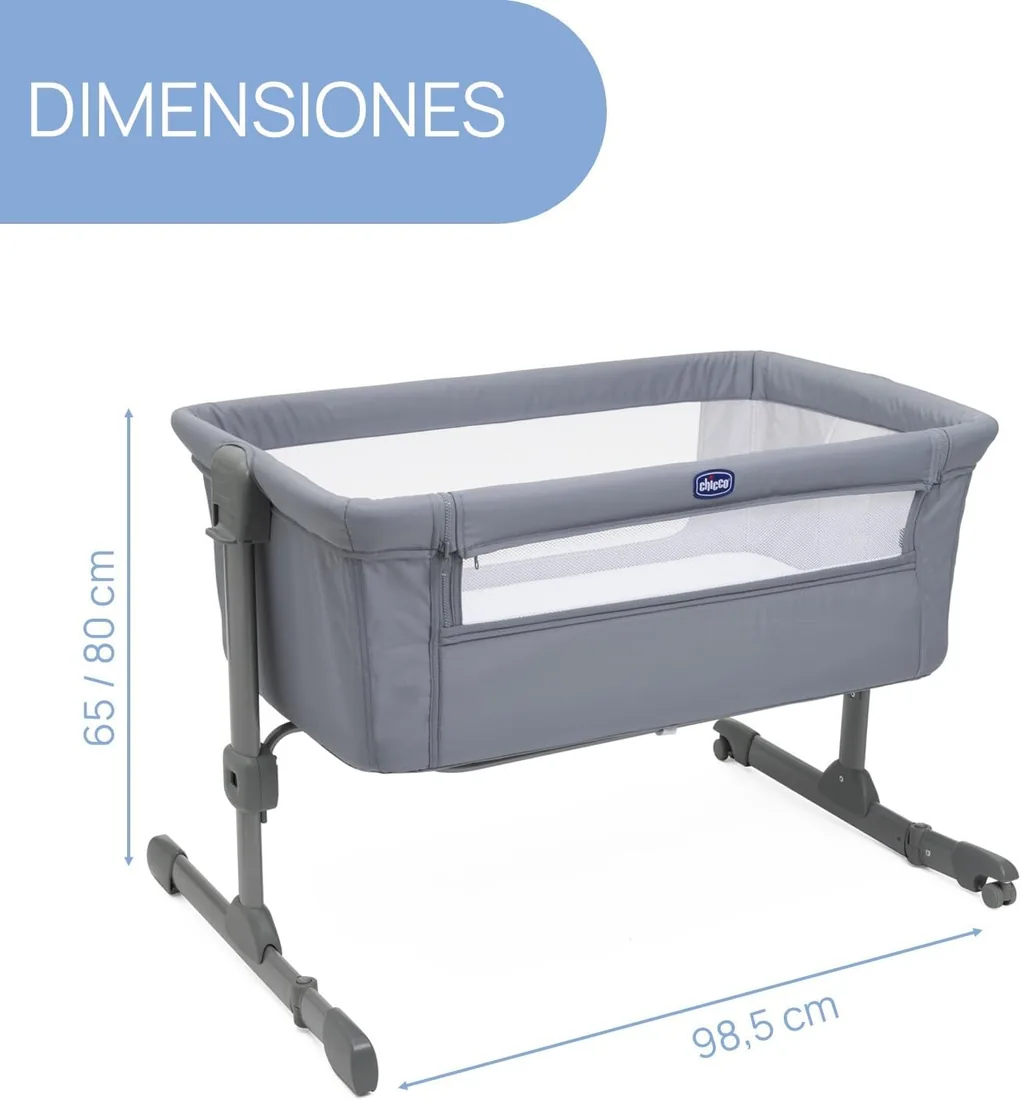 Chicco Next2Me Essential Cuna Colecho Bebé, Cuna para recién Nacidos, Compatible con Varias Camas, Altura Ajustable, Buena Circulación de Aire, Colchón y Bolsa incluidos, 0-6 Meses, Gris foto 3