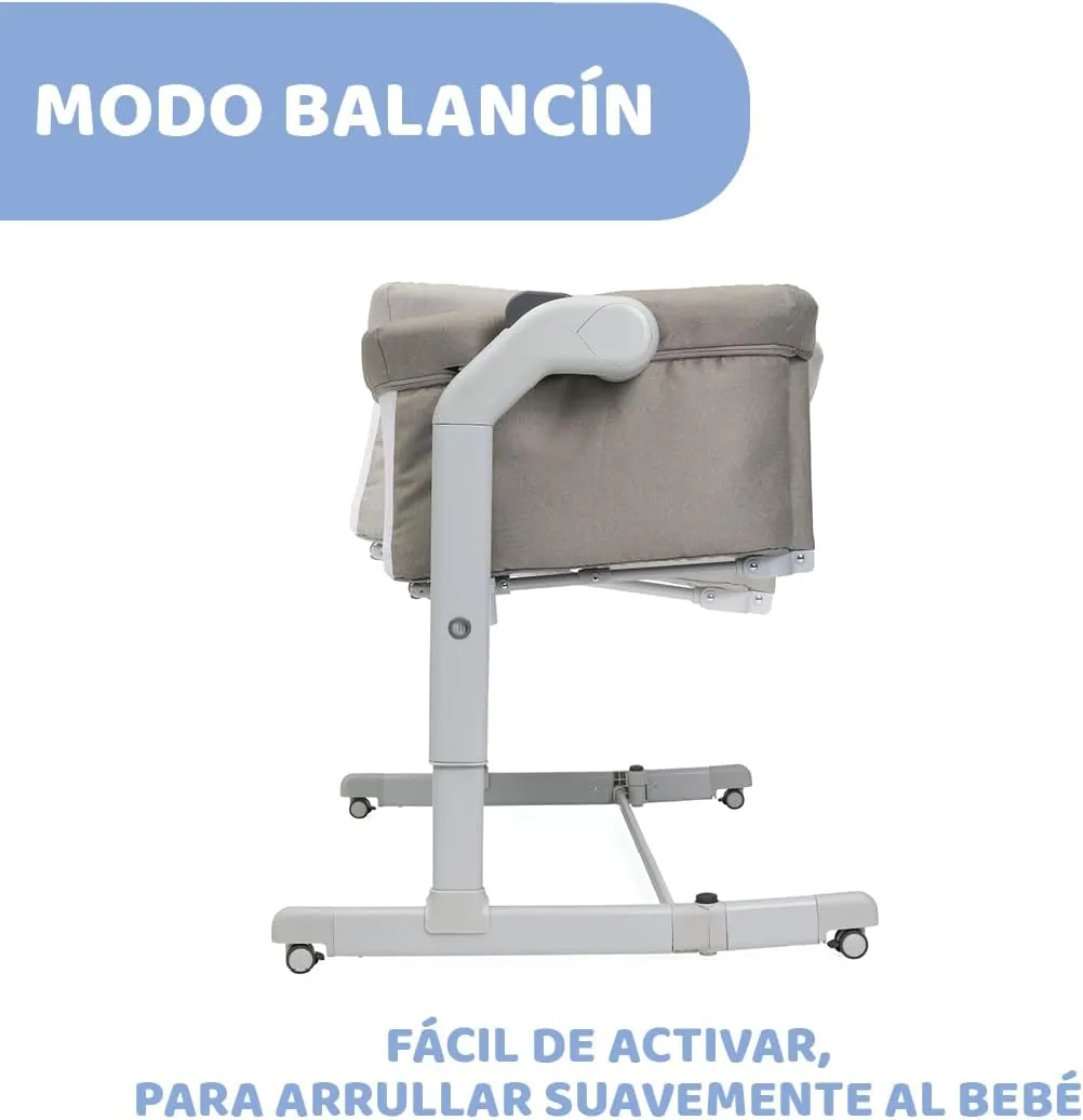 Chicco Next2Me Magic EVO, Cuna Colecho Bebé, con Modo Columpio, Aleta Abatible, 11 Niveles de Altura, Altura Ajustable, Cuna de Colecho, 4 Ruedas, Colchón y Bolsa de Viaje Incluido, Beige foto 3