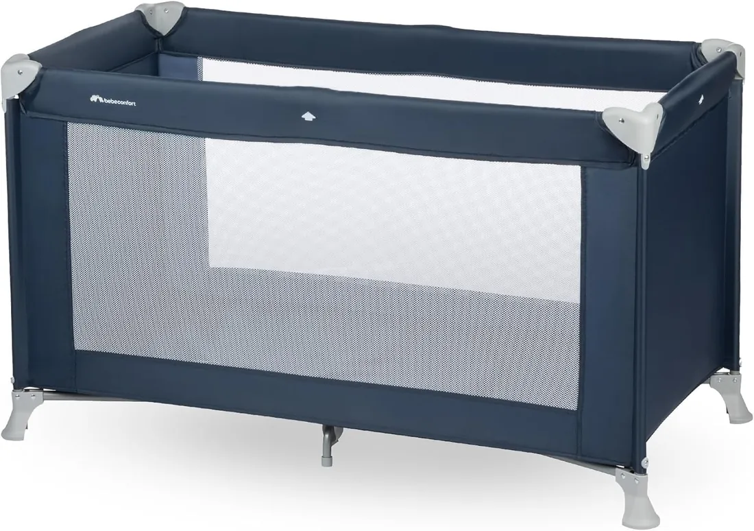 Bebeconfort Soft Dreams, Cuna de Viaje, 0-3 Años (0-15 kg), Cuna de Viaje Ligera, Colchón Espuma y Fibra de Madera (60x120 cm), Bolsa de Transporte, Plegado Compacto Tipo Paraguas, Navy Blue foto 3