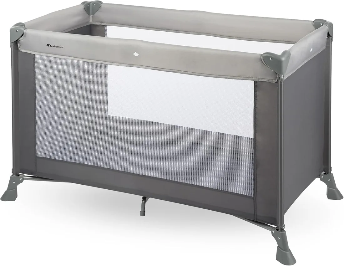 Bebeconfort Soft Dreams, Cuna de Viaje, 0-3 Años (0-15 kg), Cuna de Viaje Ligera, Colchón Espuma y Fibra de Madera (60x120 cm), Bolsa de Transporte, Plegado Compacto Tipo Paraguas, Grey Mist foto 3