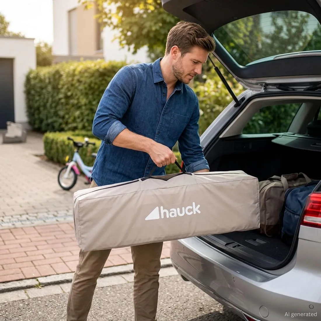 hauck Cuna de Viaje para Bebé con Bolsa de Transporte, Dream N Play Beige foto 3
