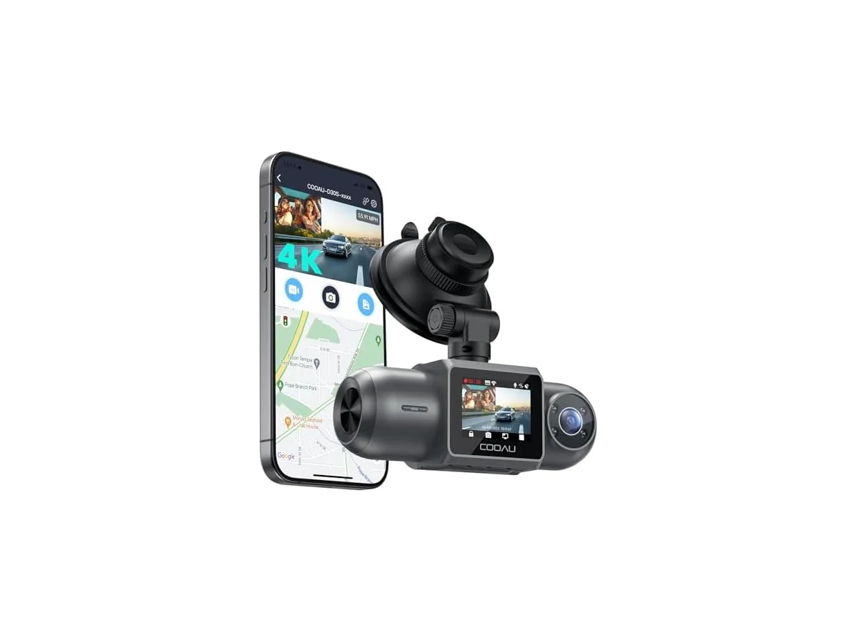 COOAU D30S 4K Dashcam con GPS, Wi-Fi, Frontal Interior, Doble Dash CAM Coche 2.5K 1080P, Nocturna,…