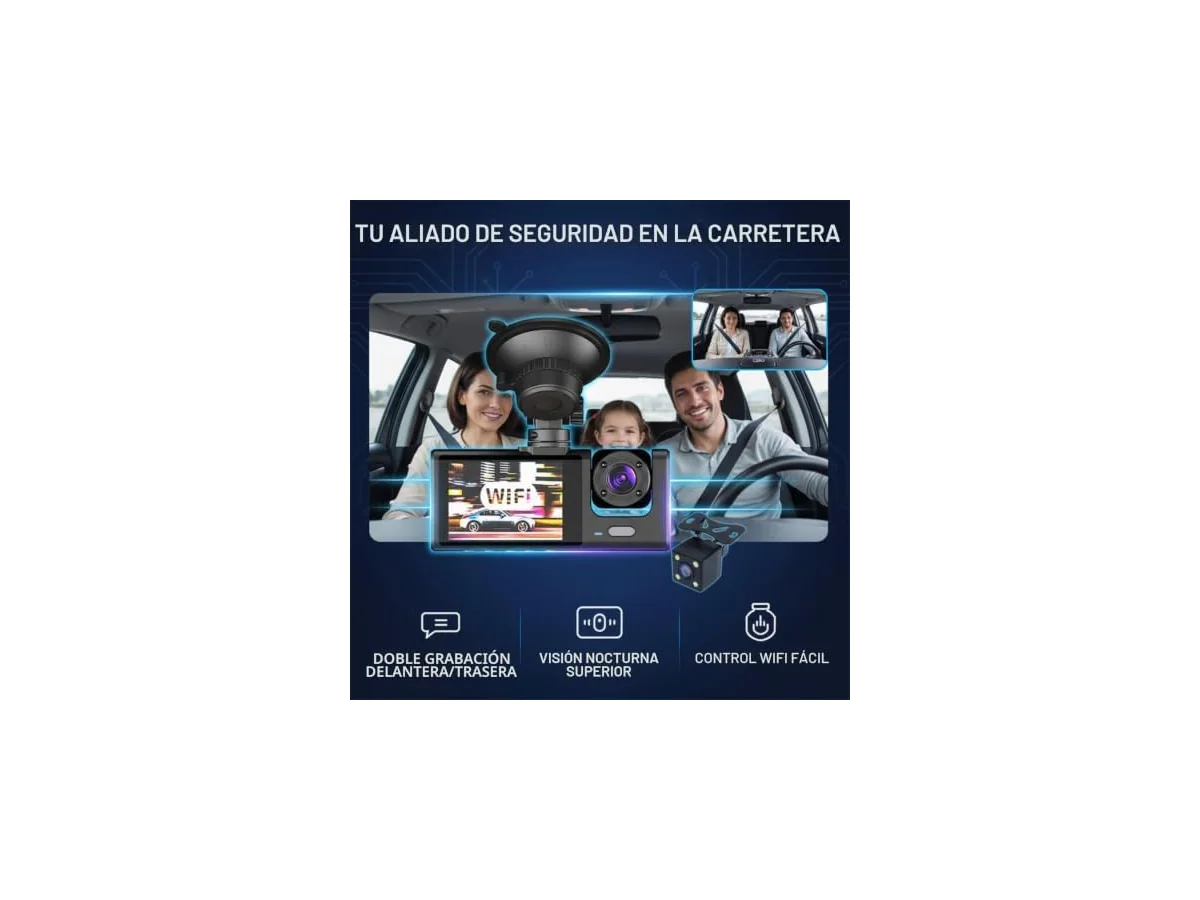 Cámara Dashcam 3 cámaras 1080P Full HD | Seguridad máxima 360° sin ángulo muerto, visión nocturna y… foto 2