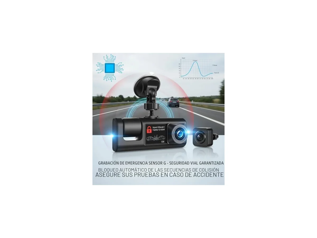 Cámara Dashcam 3 cámaras 1080P Full HD | Seguridad máxima 360° sin ángulo muerto, visión nocturna y… foto 3