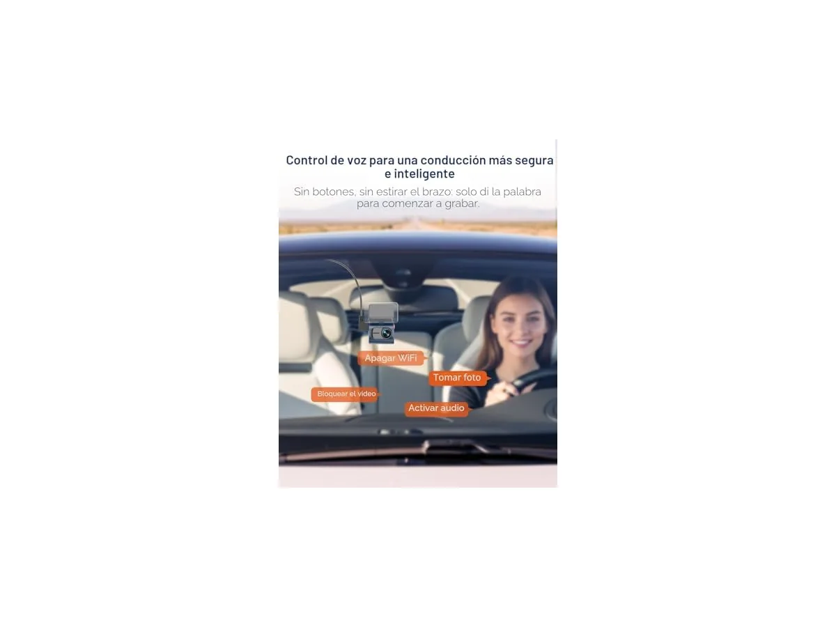 KAWA Cámara para Coche 2K con Control por Voz, WiFi y Pantalla Oculta foto 3