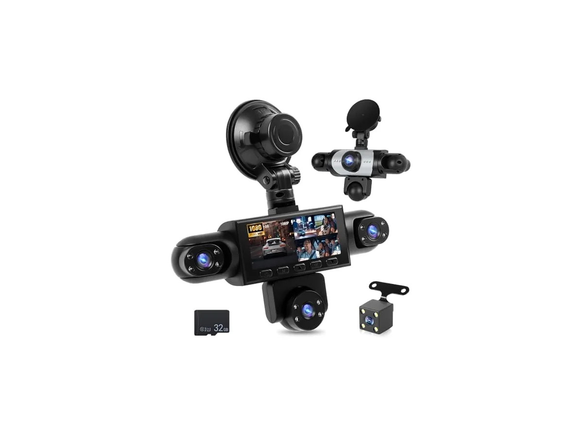 NHOPEEW Dashcam 360° Canales para Coche con 1080P Cámara Frontal