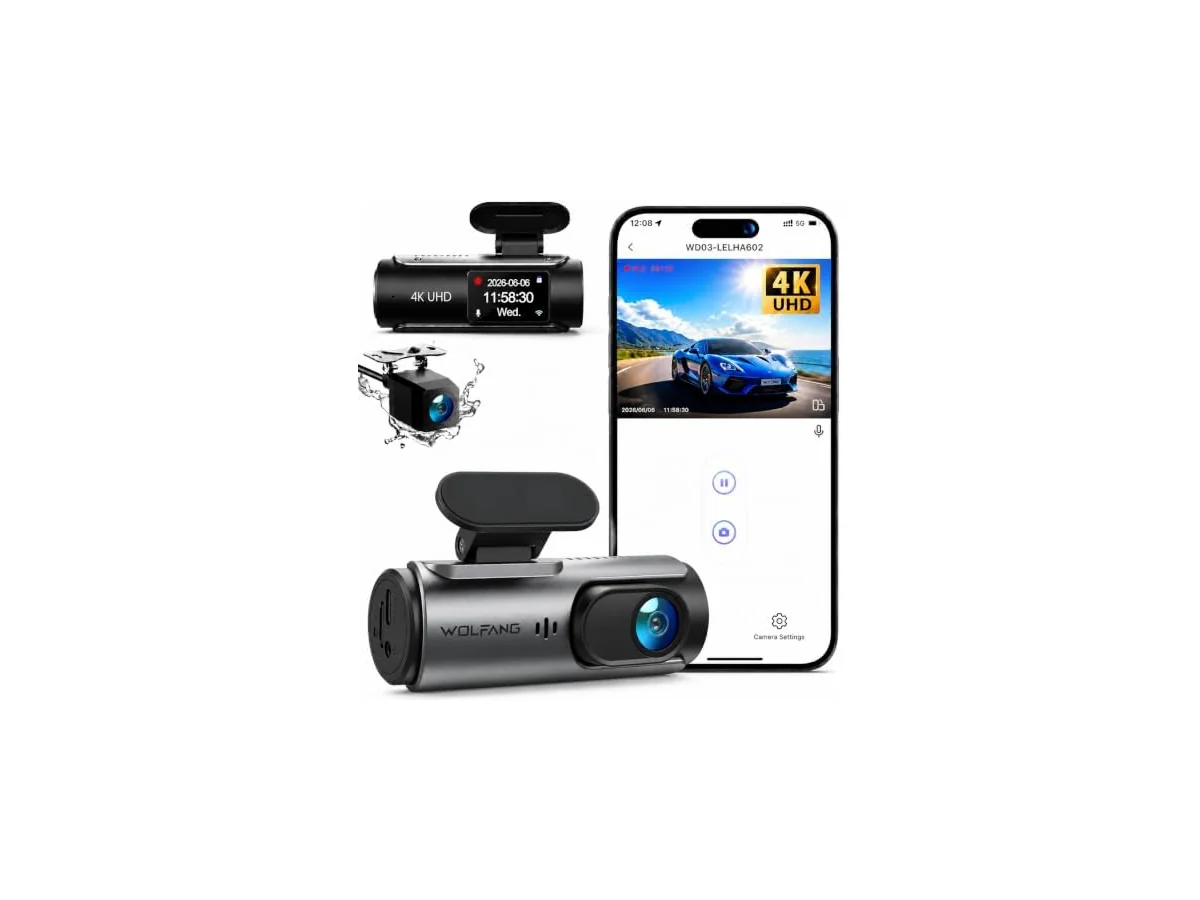 WOLFANG Cámara de Coche Delantera y Trasera 4K UHD, Dashcam de Doble Lente para Coches de 170º Gran… — Ref. 989Y