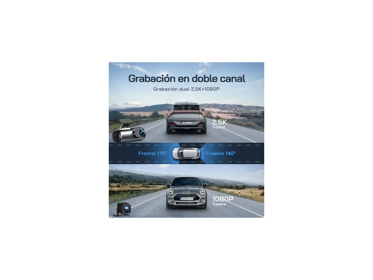 WOLFANG Cámara de Coche Delantera y Trasera 4K UHD, Dashcam de Doble Lente para Coches de 170º Gran… — Ref. 989Y foto 2