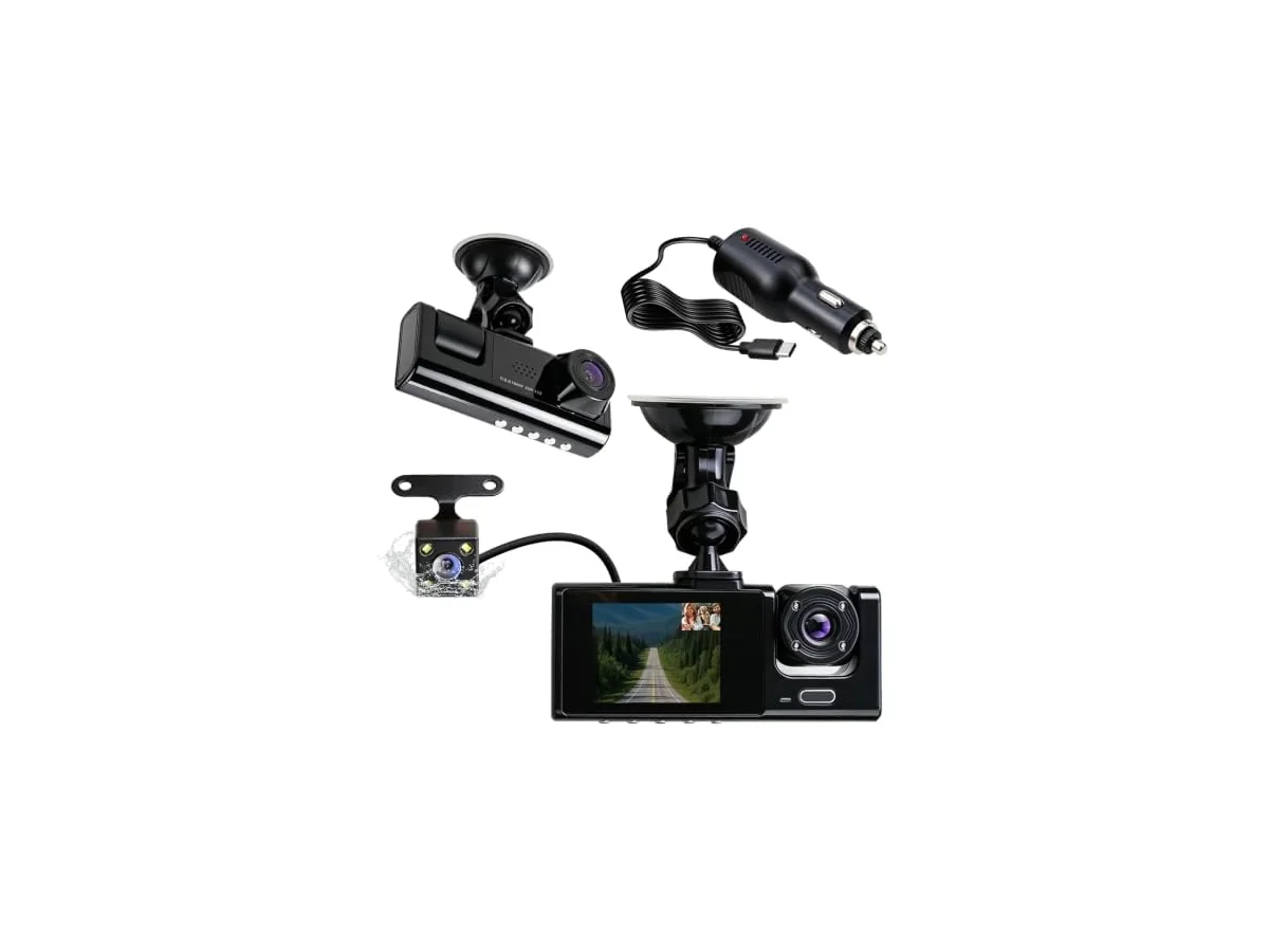 Cámara Dashcam 3 Cámaras 1080P, WiFi Integrada, 360° Sin ángulo Muerto, 170º Gran Angular Monitor de…