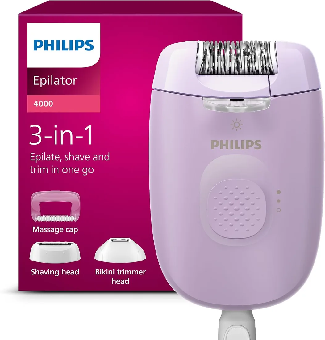 Philips Depiladora Serie 4000, depiladora con cable para el cuerpo y la zona del bikini, depila, afeita y recorta, dispositivo para eliminar el vello para mujeres, BRE257/00
