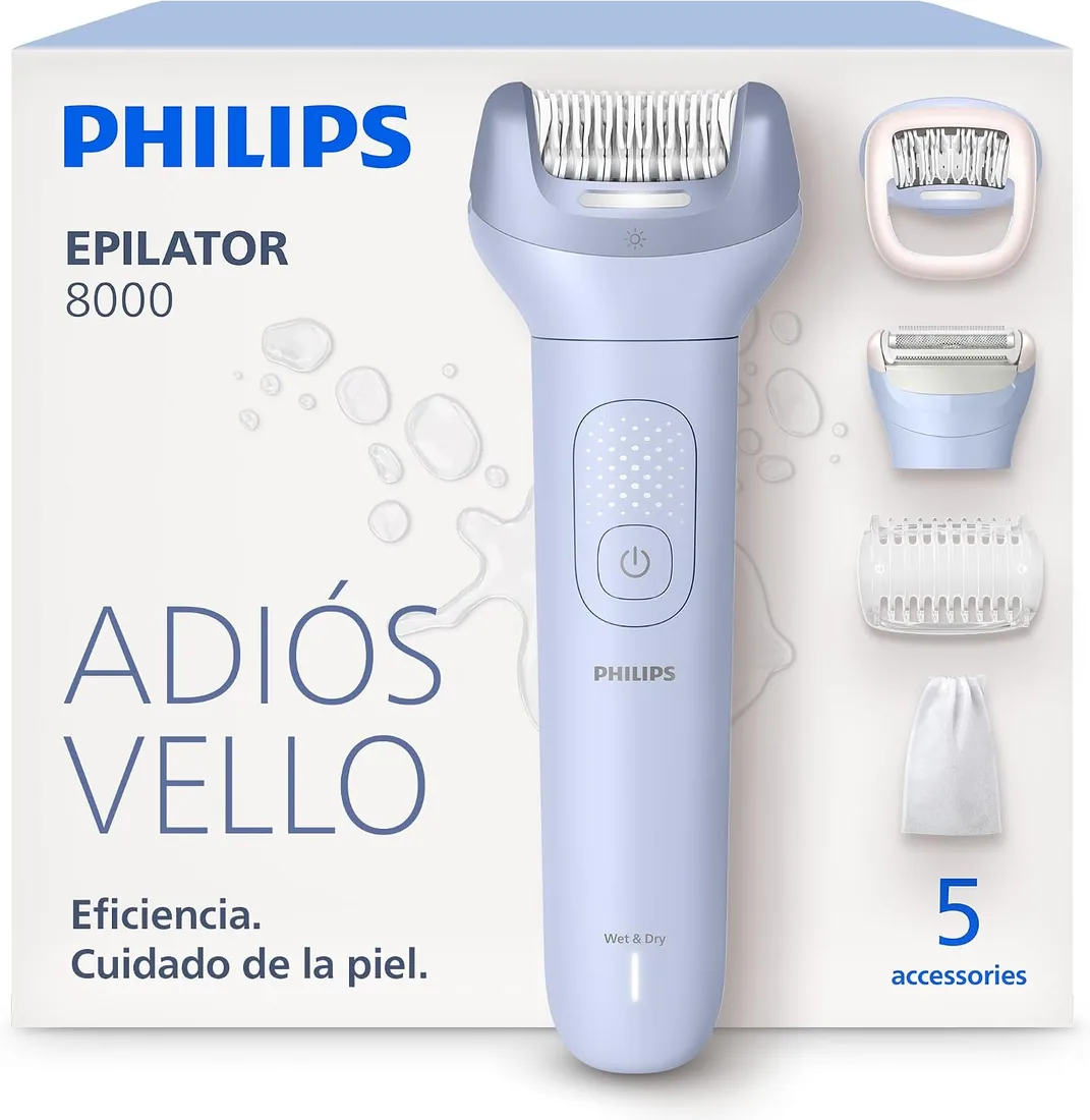Philips Depiladora Serie 8000 - Depiladora eléctrica inalámbrica, uso en seco y en mojado, para piernas y cuerpo, con tecnología ProGuide, 5 accesorios, 60 minutos de autonomía, modelo BRE709/00 foto 2