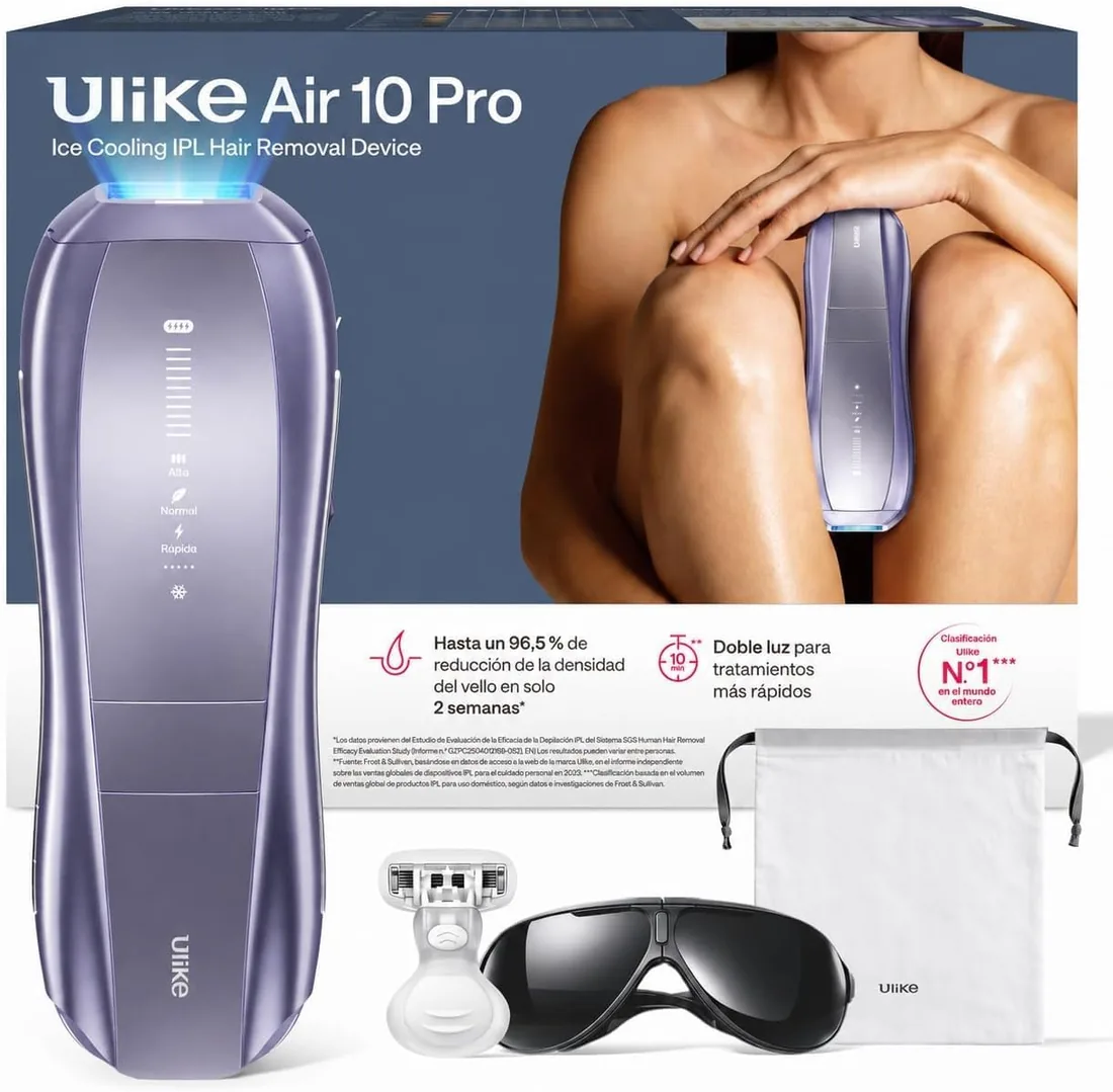 Ulike Air 10 Pro Depiladora IPL Luz Pulsada Mujer Hombre – Depiladora Eléctrica Facial y Corporal, Doble Lámpara, Modo SHR, Sapphire Ice Cooling Sin Dolor, SkinSensor – Resultados en 2 Semanas
