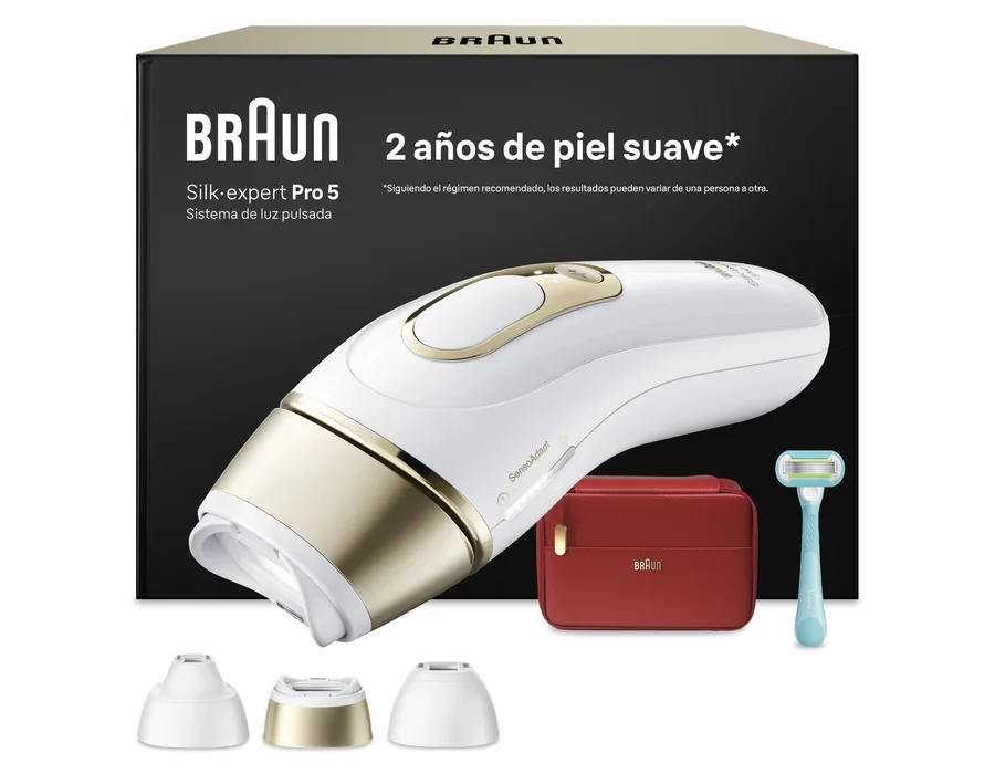 Braun Depiladora Luz Pulsada Silk·expert Pro 5, PL5321, Blanco/Oro