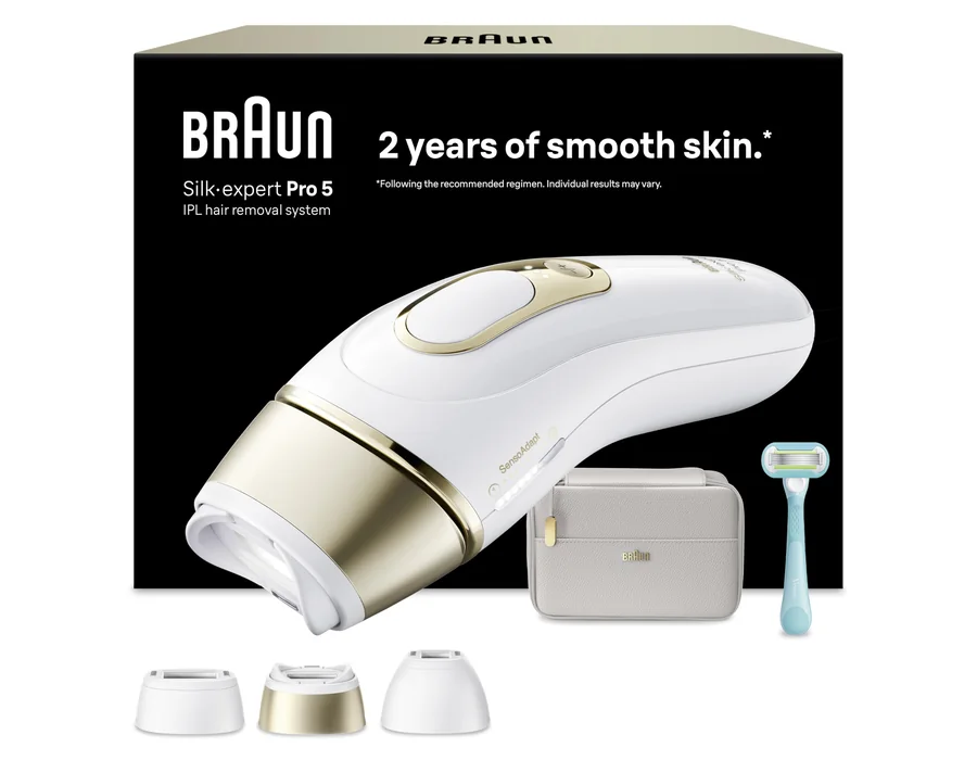 Braun Depiladora Luz Pulsada Silk·expert Pro 5, PL5311, Blanco/Oro