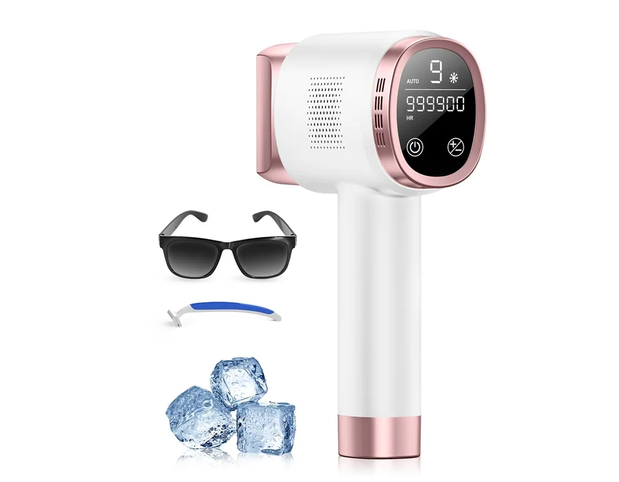 21J Depiladora Laser con Función de Refrigeración, 600-1200NM Depiladora Luz Pulsada con 9 Niveles de Energía, Pantalla Táctil LCD para Mujer y Hombre, Bikini, Axilas, Cara, Cuerpo — Ref. QRC5