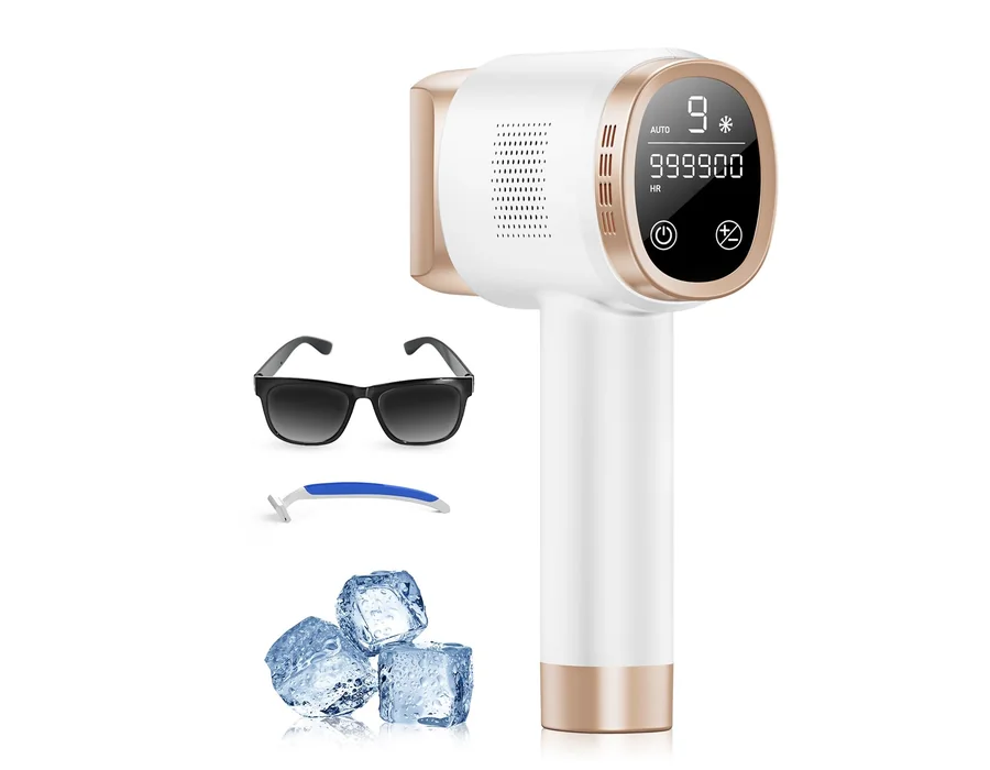 21J Depiladora Laser con Función de Refrigeración, 600-1200NM Depiladora Luz Pulsada con 9 Niveles de Energía, Pantalla Táctil LCD para Mujer y Hombre, Bikini, Axilas, Cara, Cuerpo — Ref. 91ND