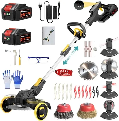 Cortabordes Inalámbrico 21V, Compatible con Baterías Makita, Desbrozadora con Cepillo para Maleza, 2 Baterías de 4.0Ah Incluidas, Motor sin Escobillas de 900W para Césped, Jardín, Patio (Negro) foto 3
