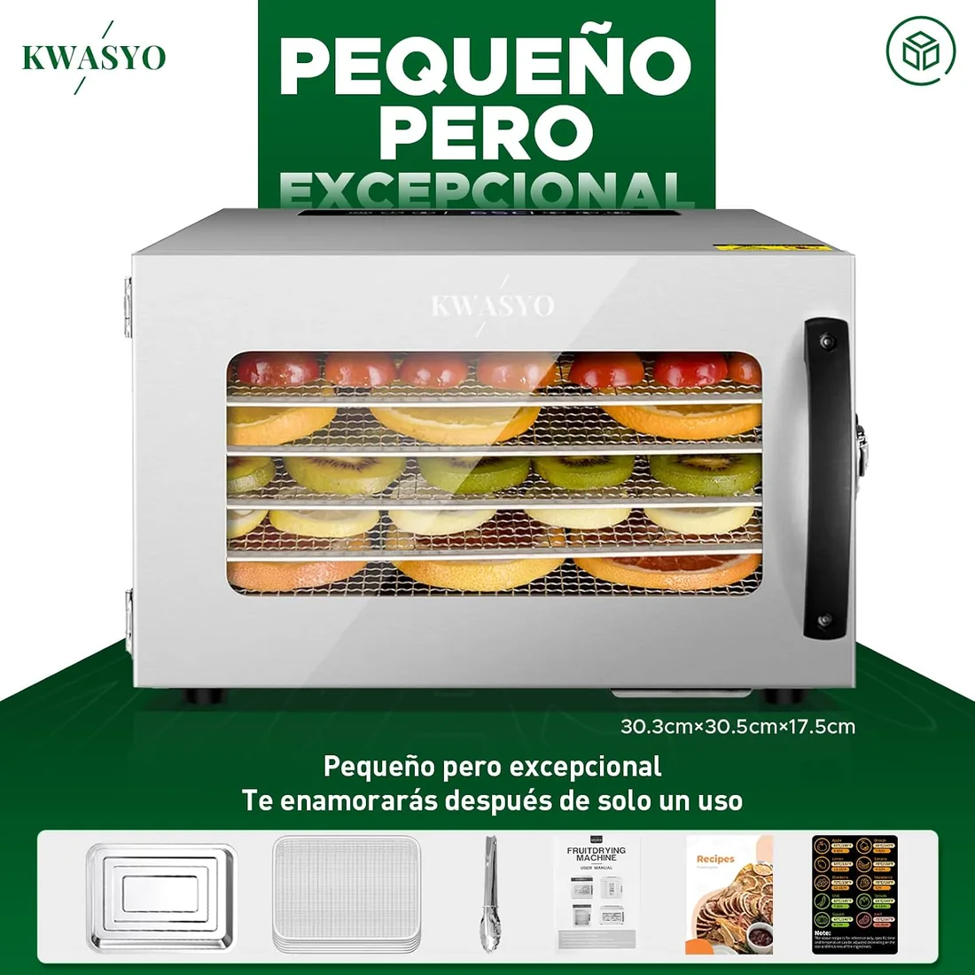 Kwasyo Deshidratador de Alimentos con 6 Bandejas Acero Inoxidable, Temporizador de 24 Horas, Temperatura Regulable 30~90℃, Pantalla LCD, 400W Deshidratador Alimentos de Frutas y Verduras, Libre BPA foto 3