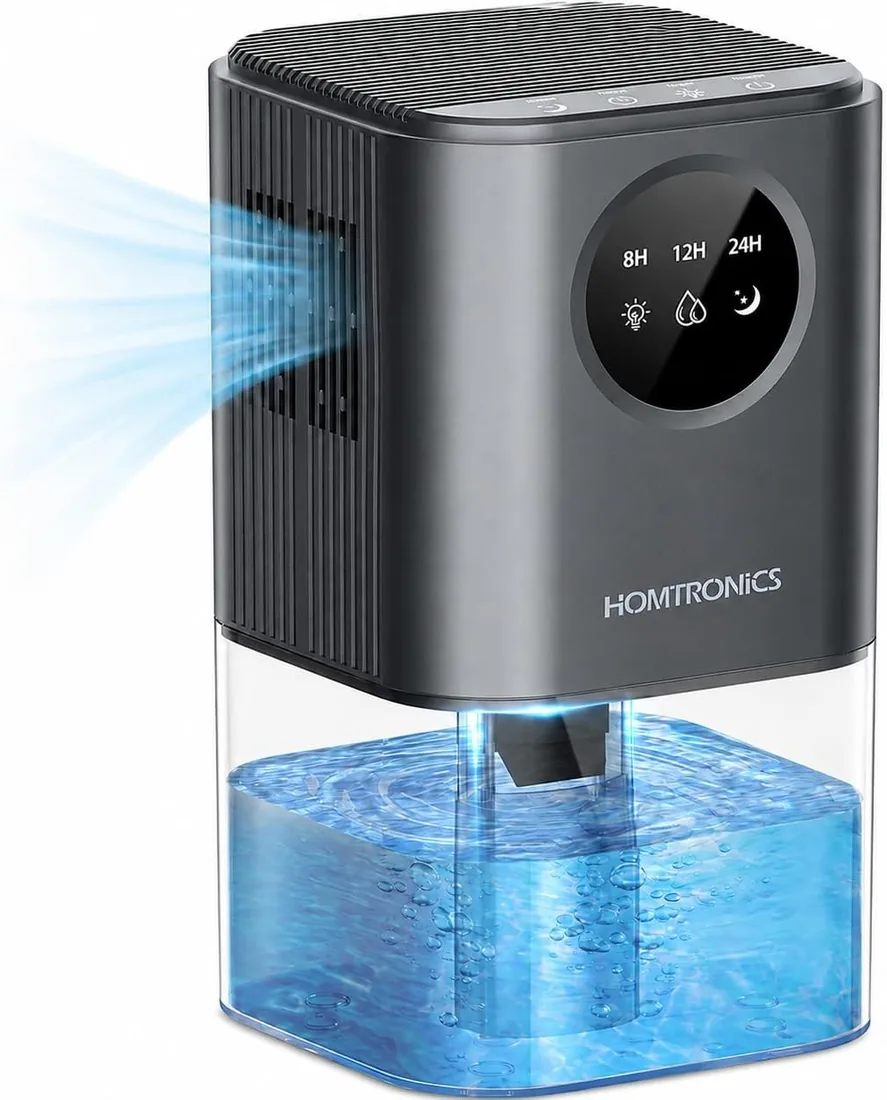 1700ML Deshumidificador de Humedad, Silencioso, Bajo Consumo | Pantalla LED, Temporizador 24H, Modo de sueño, Con 7 Luces de Color, para Baño, Dormitorios, Sótano -Gris foto 2