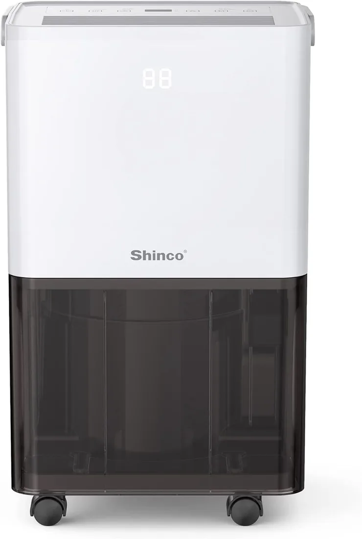 SHINCO Deshumidificador de aire silencioso 10L/día, para Max 15㎡, función de deshumidificación, purificación, secadora, temporizador 24h, depósito de agua transparente, fácil de controlar