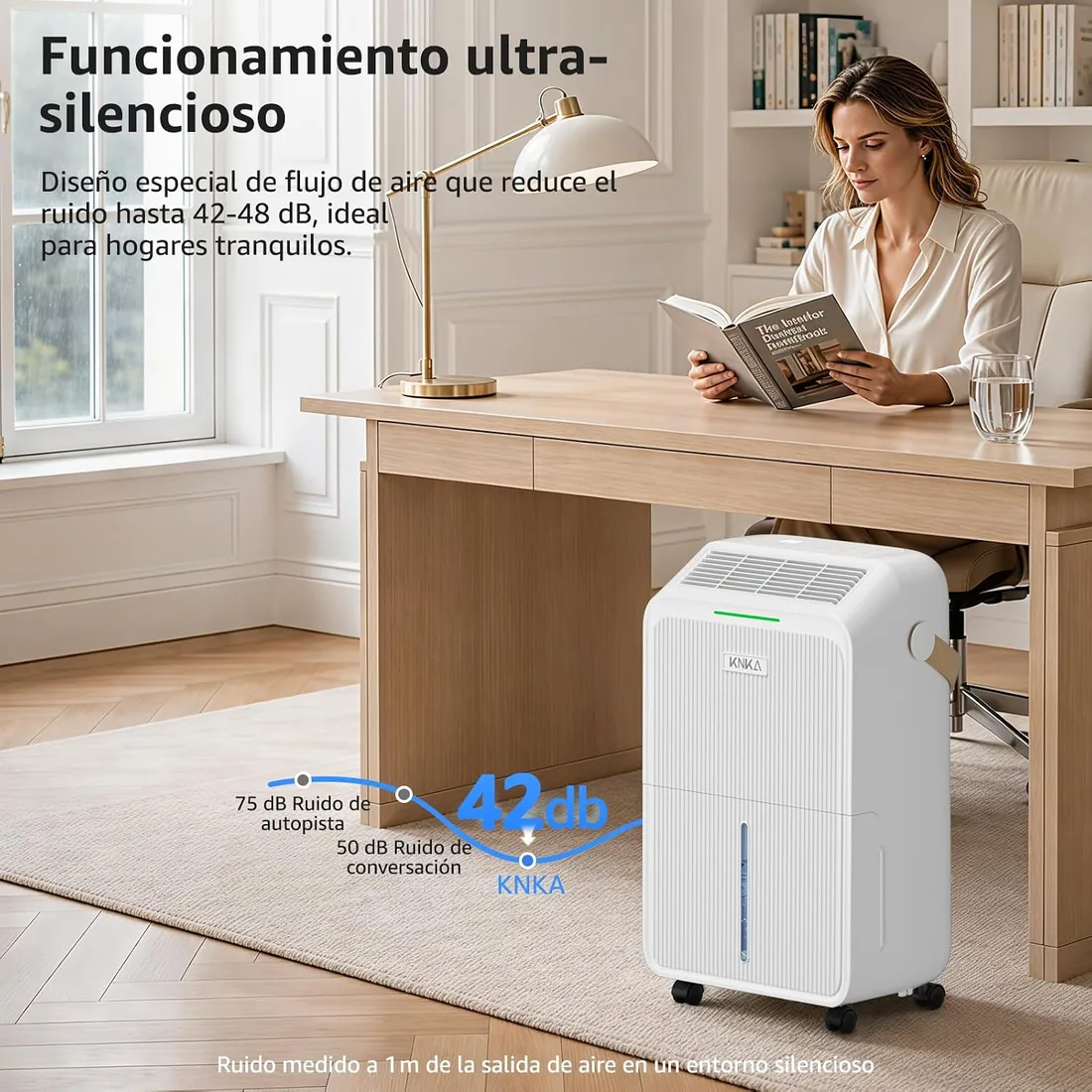 KNKA Deshumidificador 16L/d Deshumificador de Humedad Doméstico Silencioso | Dehumidifier for Home Depósito 3,3 L integrado, modo noche, pantalla LED humedad en tiempo real, flujo de aire 80 m³ 35 m² foto 3