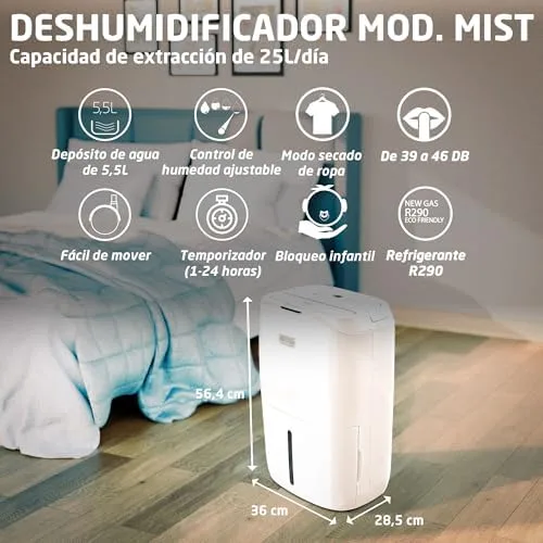 Amig MIST 25L Deshumidificador con Secado de Ropa foto 3