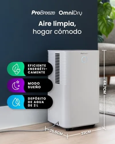 Pro Breeze OmniDry Deshumidificador 12L con Modo Secadora foto 2