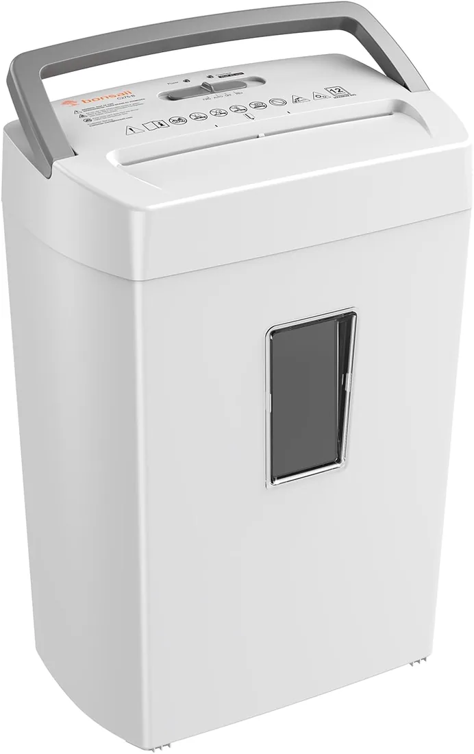 Bonsaii Destructora de Papel 12 Hojas Microcorte, Papelera 21L | Nivel de seguridad DIN P-4, sistema antiatascos, protección térmica, ideal para oficina y hogar, C275-B