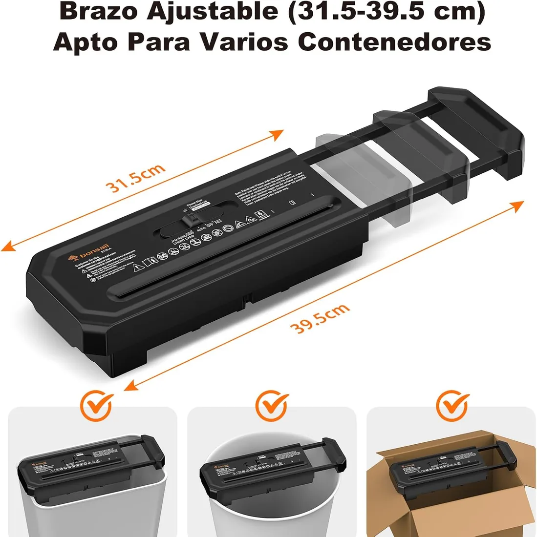 Bonsaii Destructora de Papel sin Cubo, Hojas con Corte en Tiras, S125-A | Ideal para oficina en casa, Tritura tarjetas de crédito, Apta para botes de 31,5–39,5 cm, Compacta y fácil de usar foto 2
