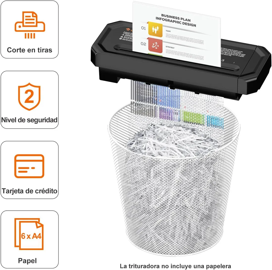 Bonsaii Destructora de Papel sin Cubo, Hojas con Corte en Tiras, S125-A | Ideal para oficina en casa, Tritura tarjetas de crédito, Apta para botes de 31,5–39,5 cm, Compacta y fácil de usar foto 3