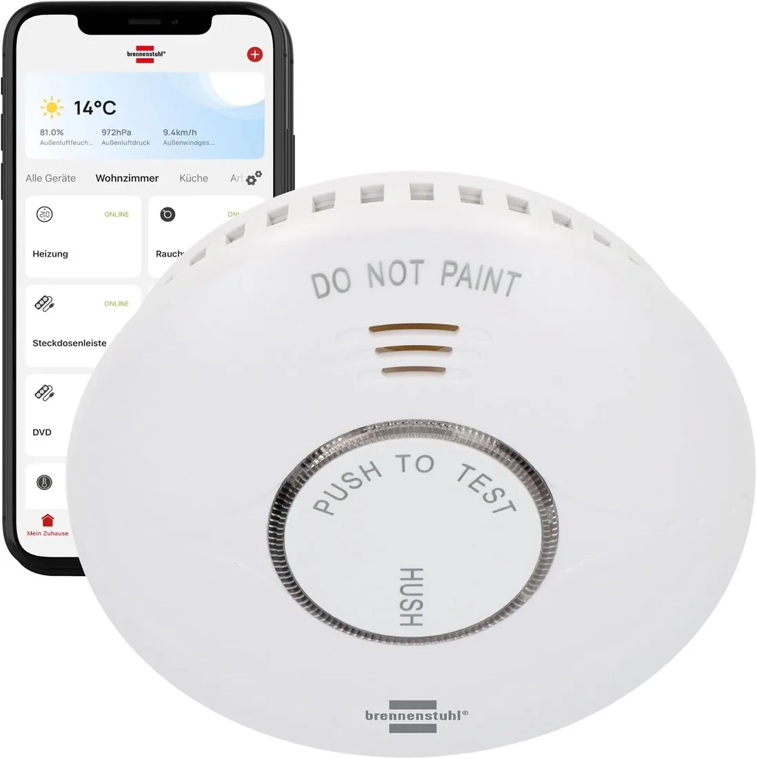 Brennenstuhl Connect Detector de Humo WiFi RM A 3020 con notificación por aplicación (Detector de Humo WiFi con 2 baterías reemplazables Incluidas, Probado según EN 14604) foto 3