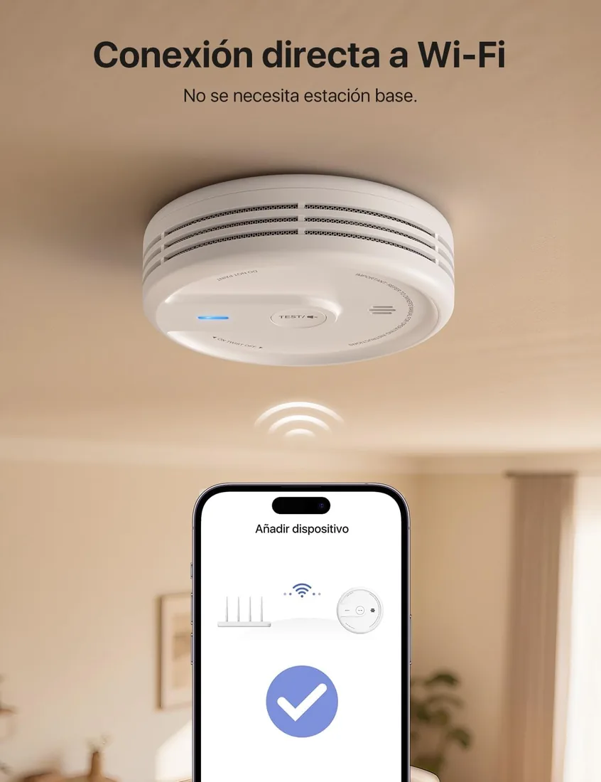 X-Sense Detector de Humo Wi-Fi, XS0E-iR, 1 Unidad | Alarma contra incendios, Alertas y control mediante app, Modo nocturno foto 2