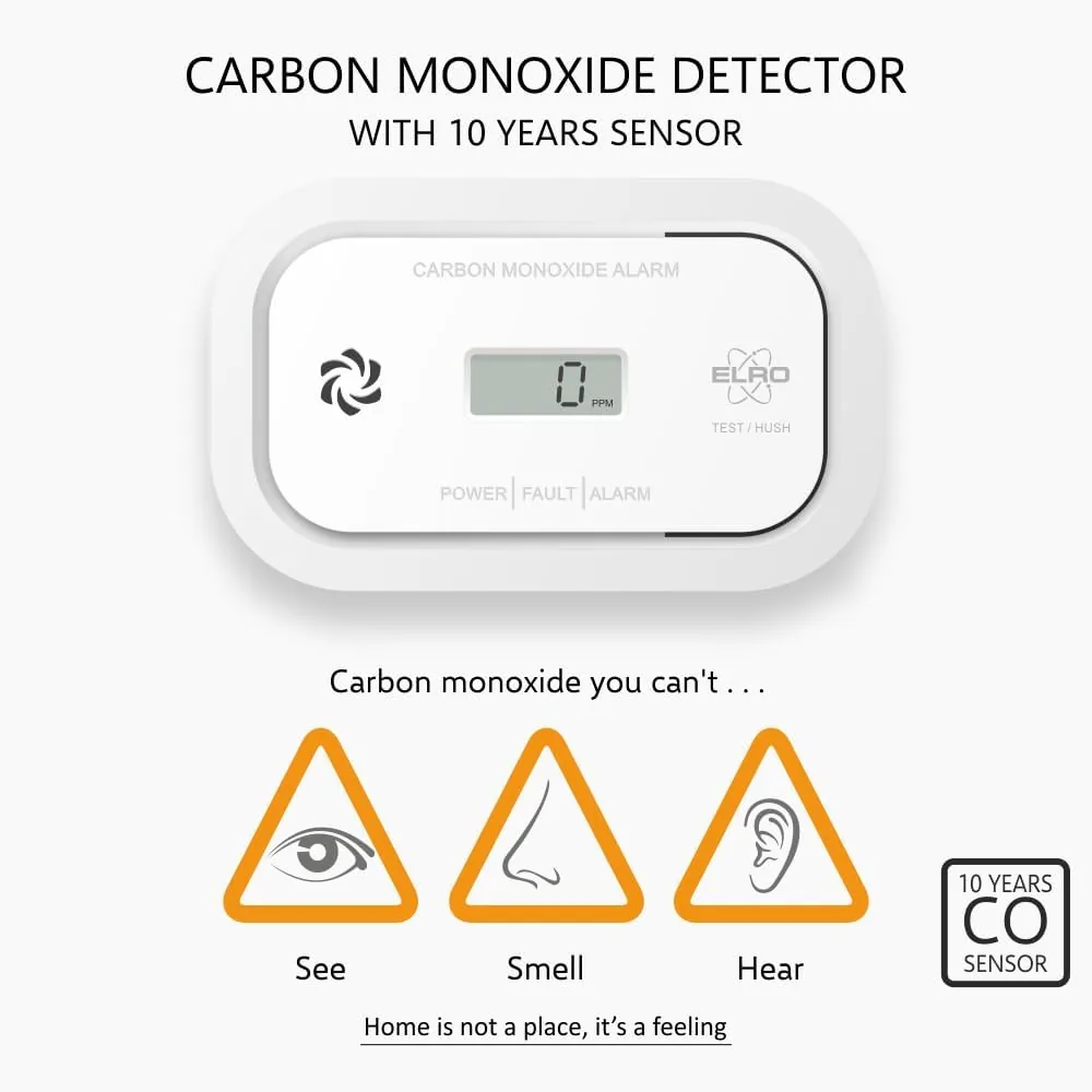 2-Pack ELRO FC5003 Detectores de Monóxido de Carbono | Sensor de 10 Años | con Pantalla | 2 Unidades foto 2
