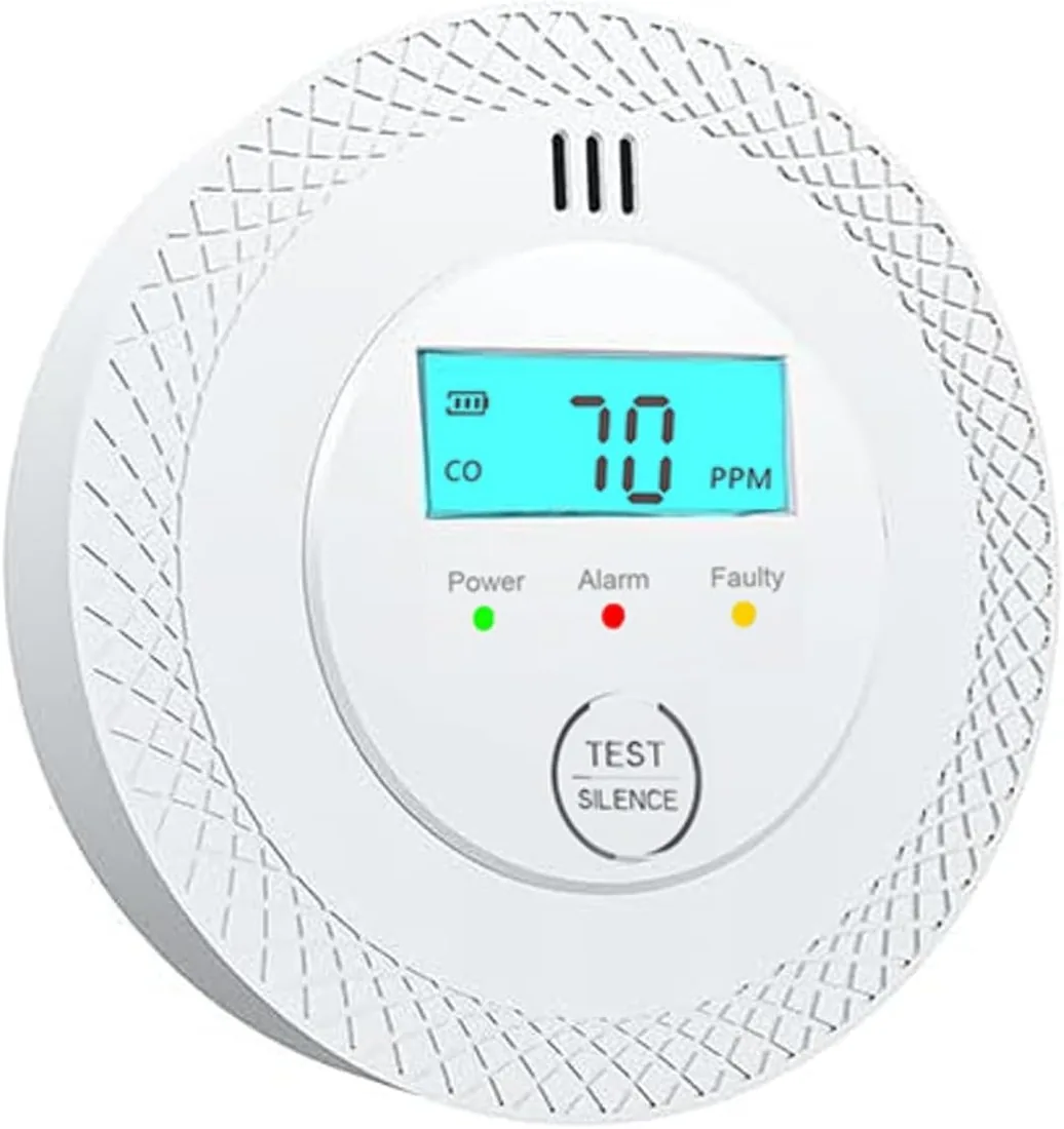 Detector de Monóxido de Carbono Blanco - 10 años de Vida útil de la batería, Alarma de CO, instalación fácil para autocaravanas, Casas y oficinas (1 Pack)