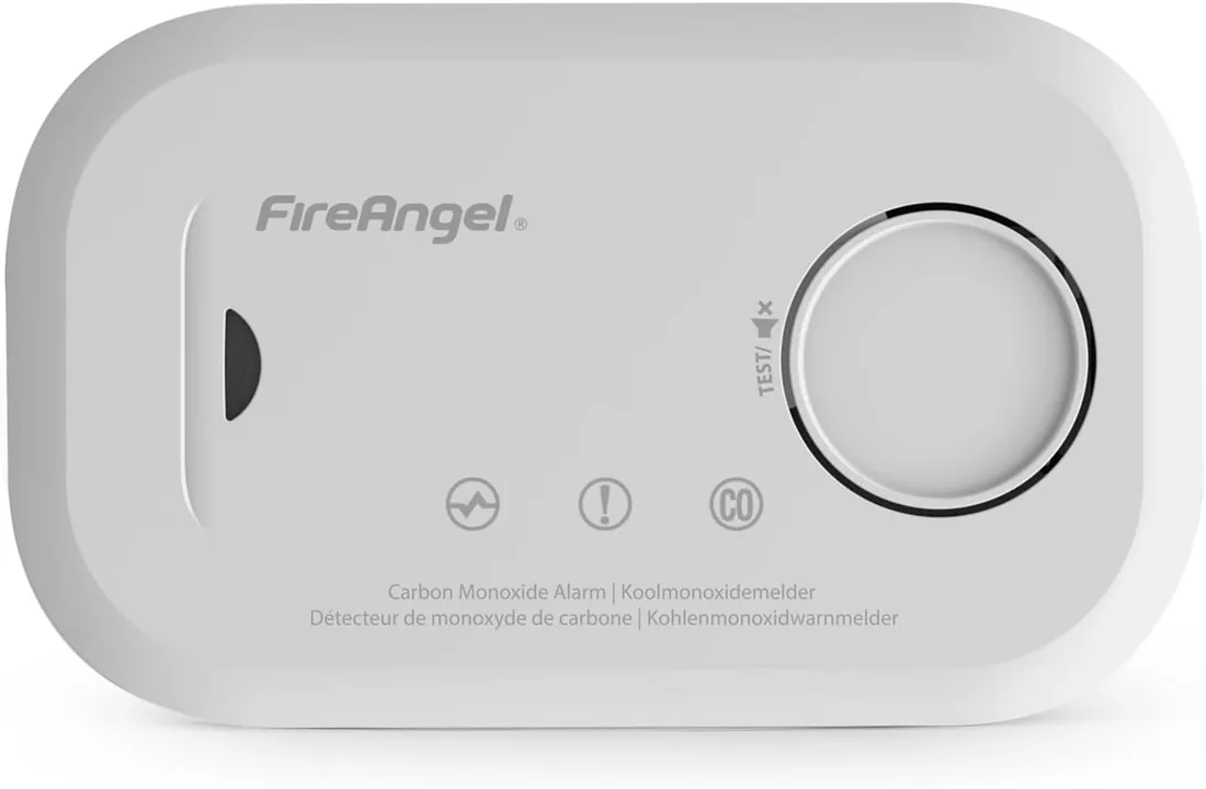FireAngel FA6813 - Alarma y detector de monóxido de carbono - Sensor de 10 años de vida útil para el hogar con pilas AA - Detector de monóxido de carbono portátil de viaje - Monitor detector de CO con