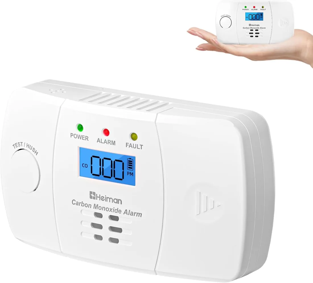 Heiman Detector de Monóxido de Carbono con Pantalla LCD, Sensor de 10 Años y Certificado EN 50291 - Alarma 85 dB, Instalación Fácil, Pilas Incluidas, botón de Prueba foto 3