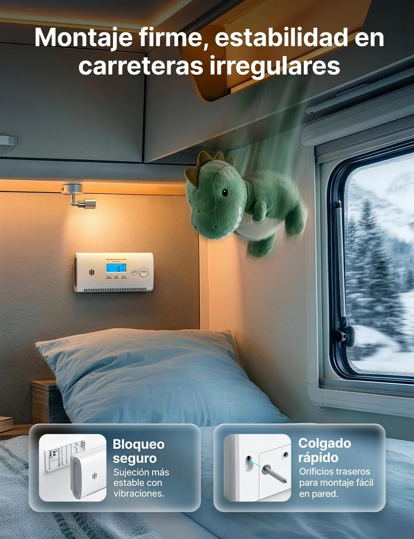 X-Sense Detector de Monóxido de Carbono Portátil EN 50291, Alarma de CO para Viajes, Autocaravana, Furgoneta Camper y Barco, Pantalla con Memoria de Pico, Pilas Reemplazables, XC0N-SR foto 3