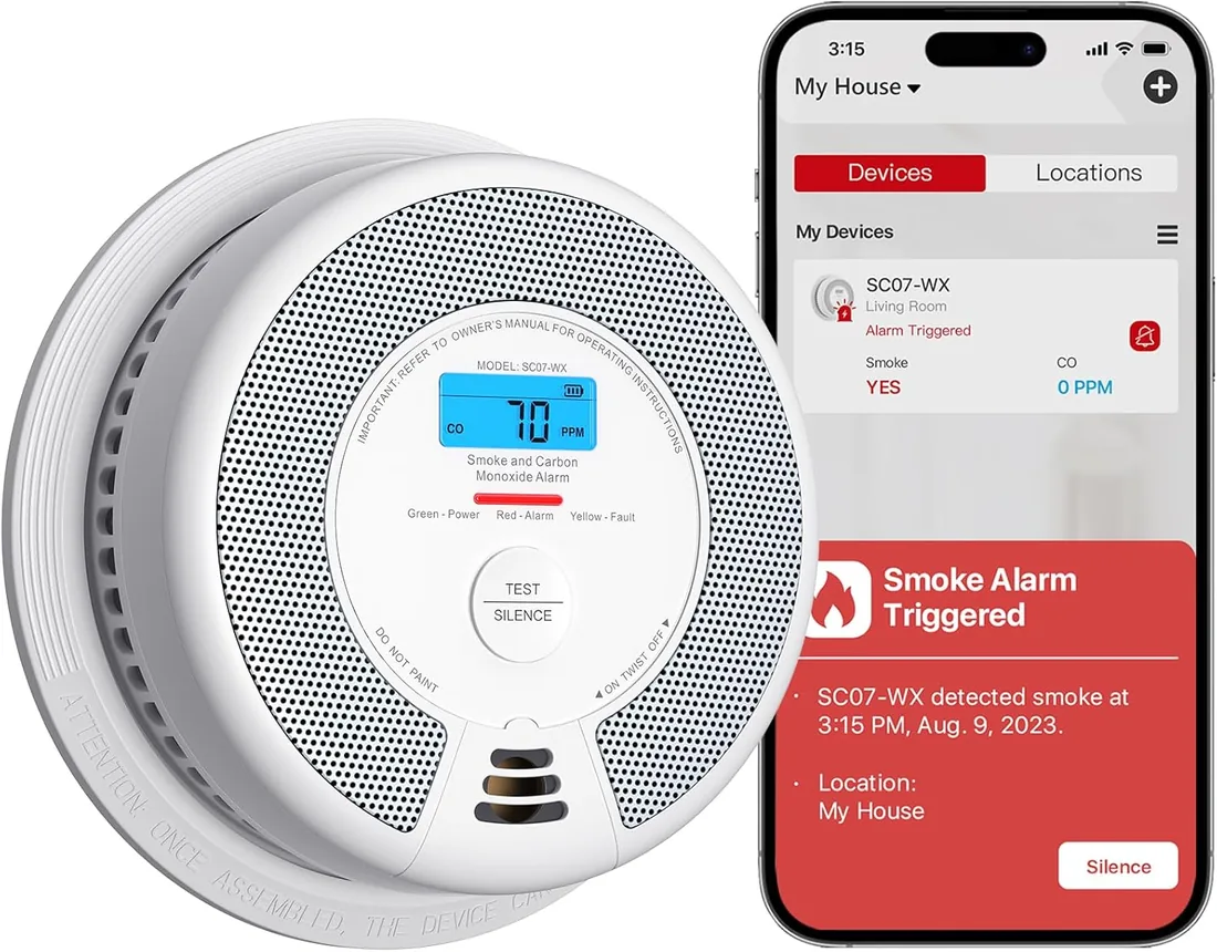 X-Sense Detector Inteligente de Humo y Monóxido de Carbono Wi-Fi con Batería Reemplazable, Compatible con la App X-Sense Home Security, SC07-WX, 1 Unidad foto 2