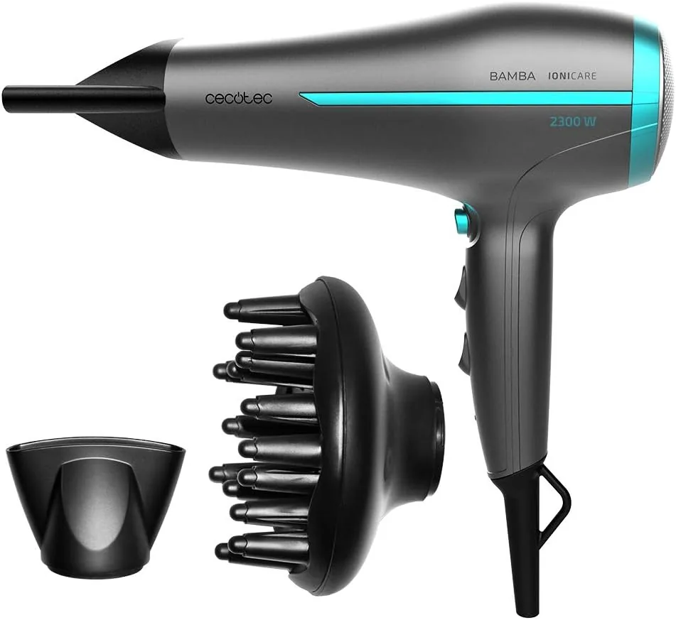 Cecotec Secador de Pelo Iónico Bamba IoniCare 5200 Aura Black. 2300W, Concentrador y Difusor, Cabello Sin Encrespamiento, Motor DC, Ion Real, Gran Caudal de Aire, 2 Velocidades y 3 Temperaturas foto 2