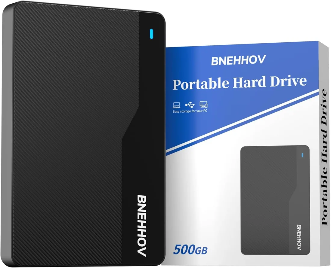 Disco Duro Externo Portátil Ultra Delgado 500GB HDD Disco Duro USB 3.0 SATA | Expansión de Almacenamiento Compatible con PS4, PC, Mac, Windows, Portátil, Xbox, Wii U, Chromebook