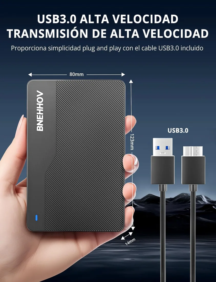 Disco Duro Externo Portátil Ultra Delgado 500GB HDD Disco Duro USB 3.0 SATA | Expansión de Almacenamiento Compatible con PS4, PC, Mac, Windows, Portátil, Xbox, Wii U, Chromebook foto 2