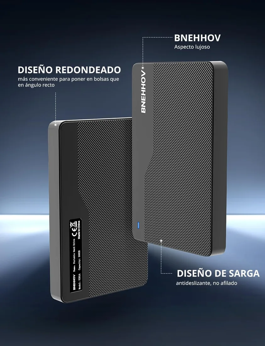 Disco Duro Externo Portátil Ultra Delgado 500GB HDD Disco Duro USB 3.0 SATA | Expansión de Almacenamiento Compatible con PS4, PC, Mac, Windows, Portátil, Xbox, Wii U, Chromebook foto 3