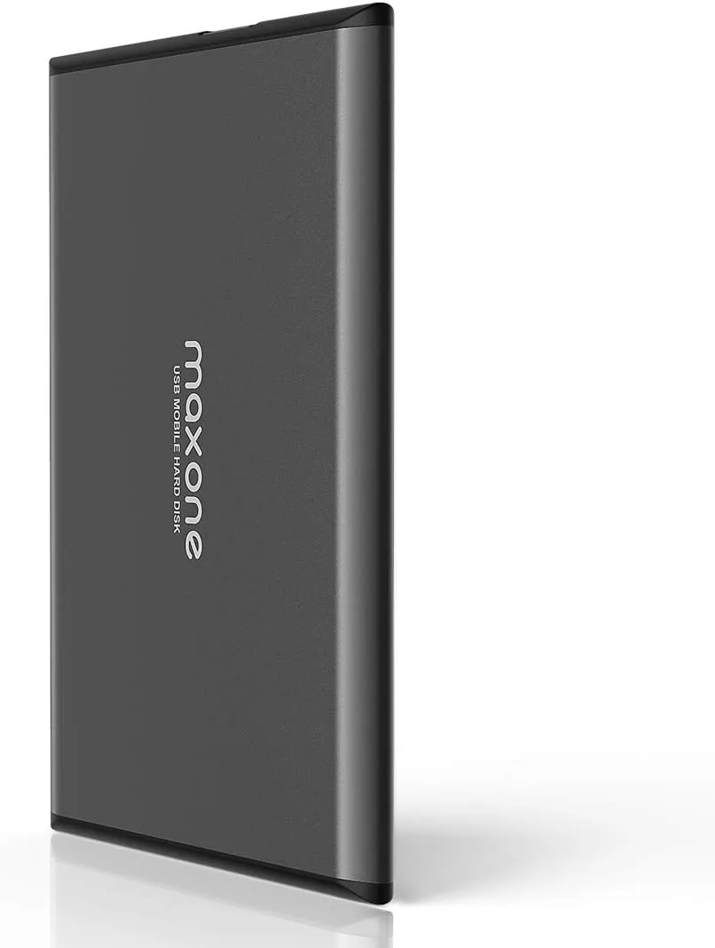 Maxone Disco Duro Externo 500GB - 2.5" USB 3.0 Ultrafino Diseño Metálico HDD Portátil para Mac, PC, Laptop, Ordenador, Xbox One, PS4, Smart TV, Chromebook - Grey