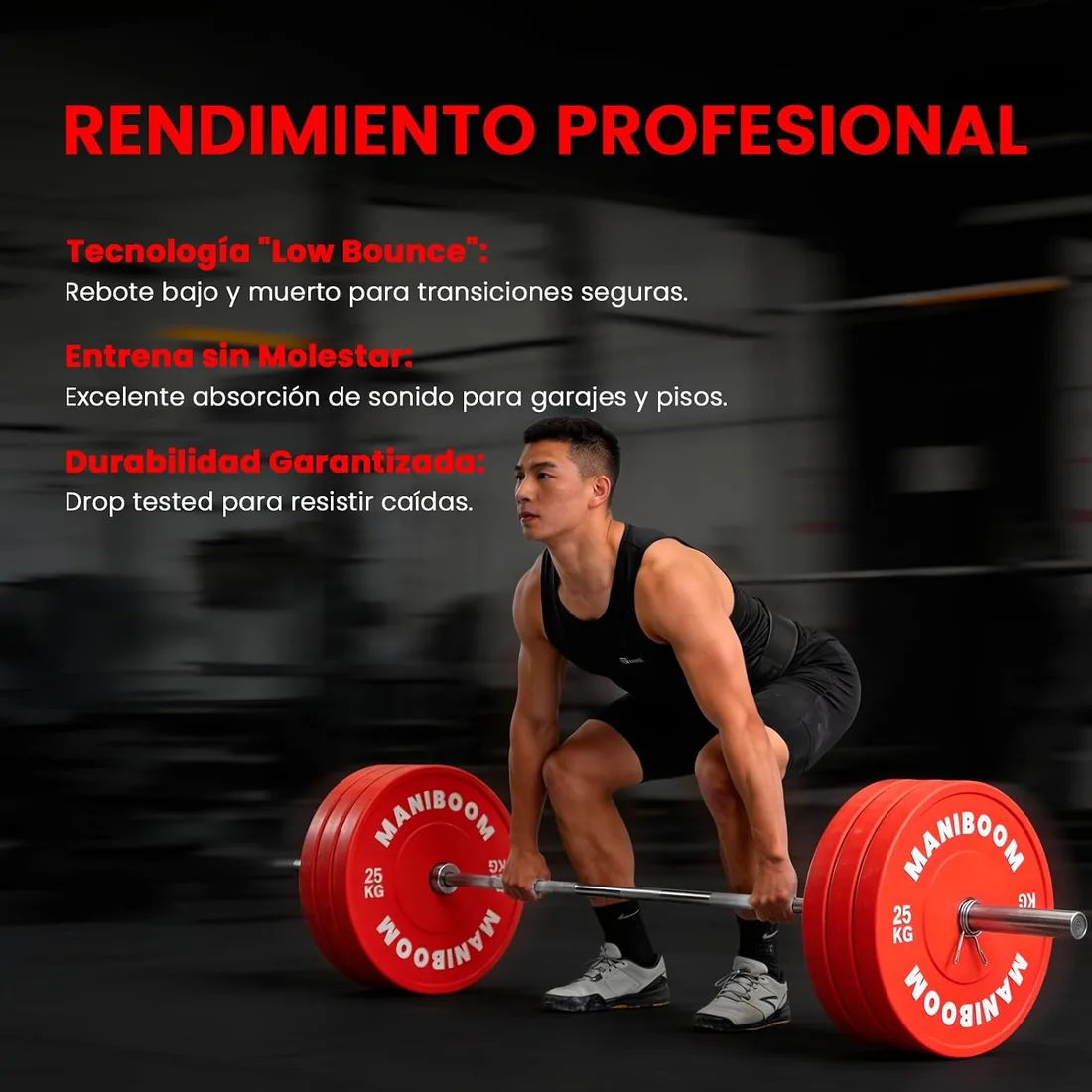 Discos Pesas Olimpicos Bumper 5kg, 10kg, 20kg, 25kg – Placas de Caucho Alta Densidad (85 Shore A) para Barra Olímpica 50mm – Equipo de Gimnasio en Casa, Cross Training y Halterofilia foto 2