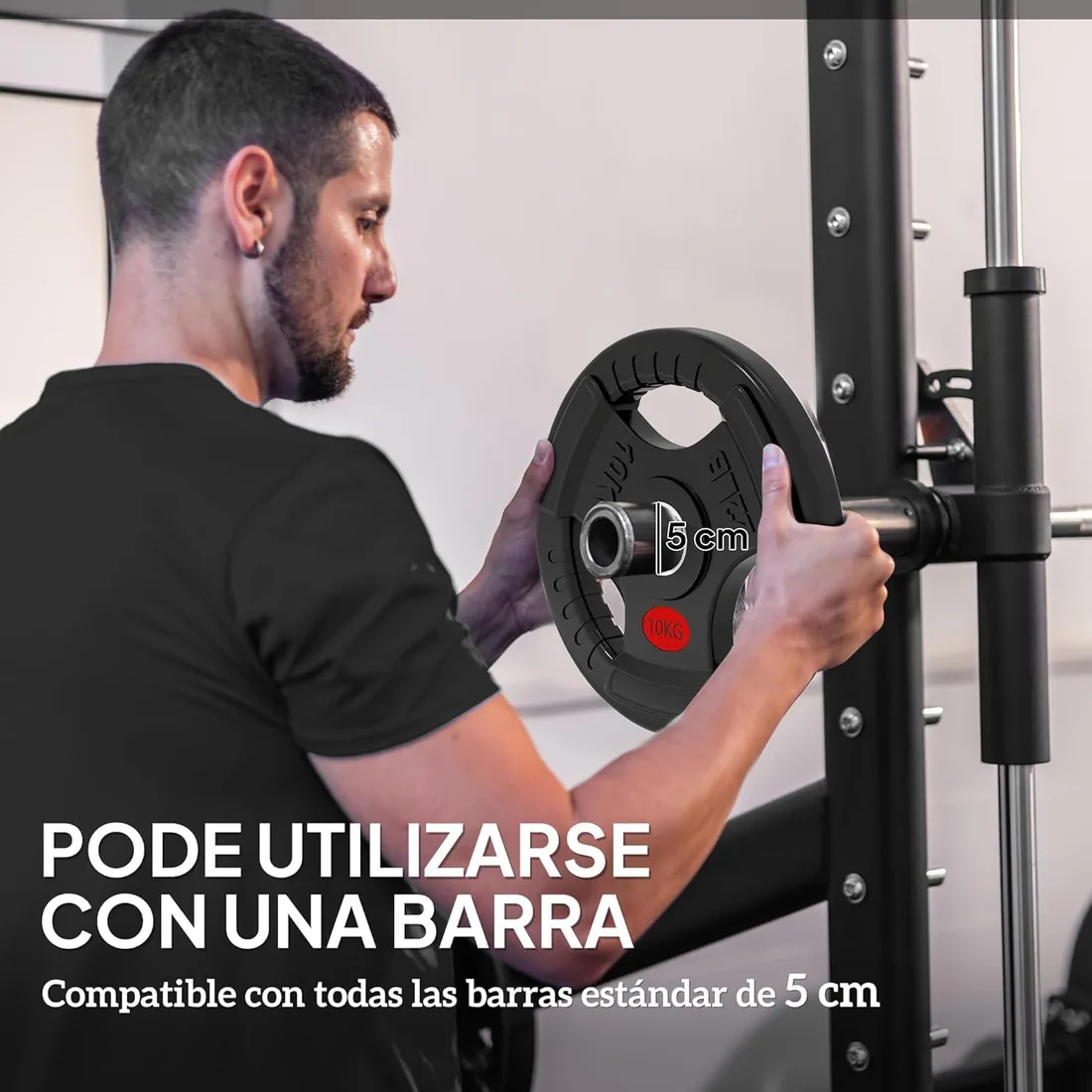 Fit-Force – Discos de Pesa Olímpica 5 KG (2 Unidades) | Hierro Fundido con Revestimiento de Caucho | Diámetro Olímpico 50 mm | Discos de Pesas para Barra y Entrenamiento en Casa o Gimnasio foto 3